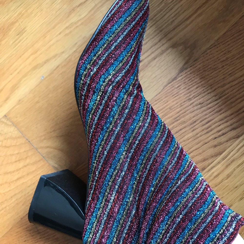 ASOS Metallic Striped Sock Ankle Boots